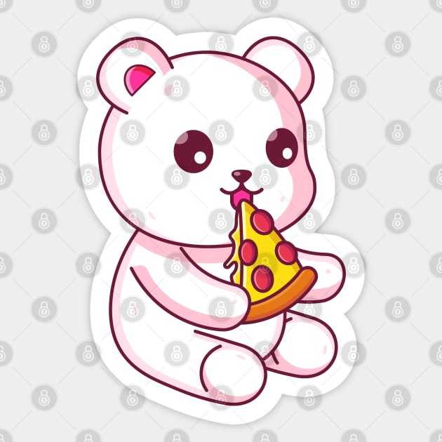 Cute polar bear eating pizza Sticker by Ardhsells